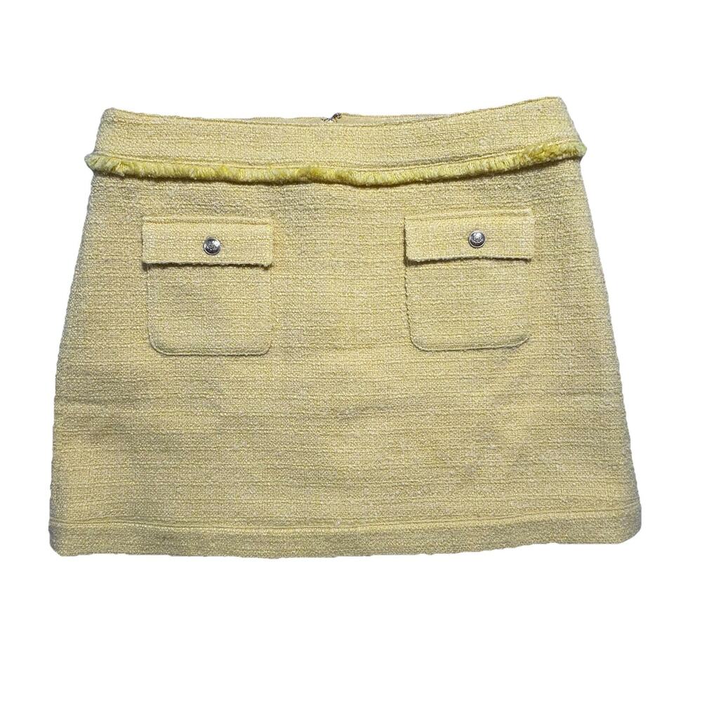 J.Crew Womens Tweed Gold Button Detail Skirt Sz 16 Preppy Coastal Classic